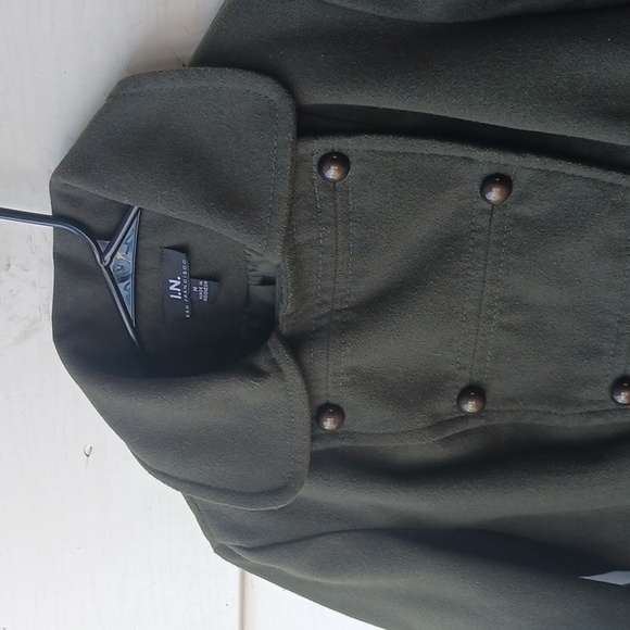 I.N. San Francisco militant green double buttoned jacket coat womens size medium - Picture 2 of 13